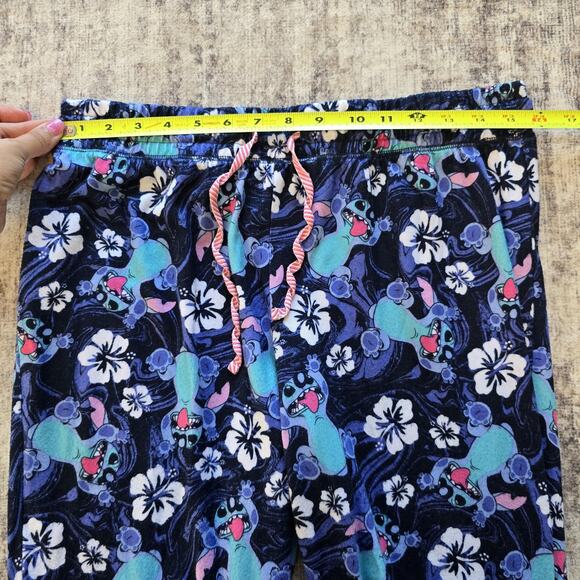 Disney Stitch Pajama Pants Womens Large 12/14 Blue Hibiscus Lounge Sleep Joggers - Picture 6 of 10
